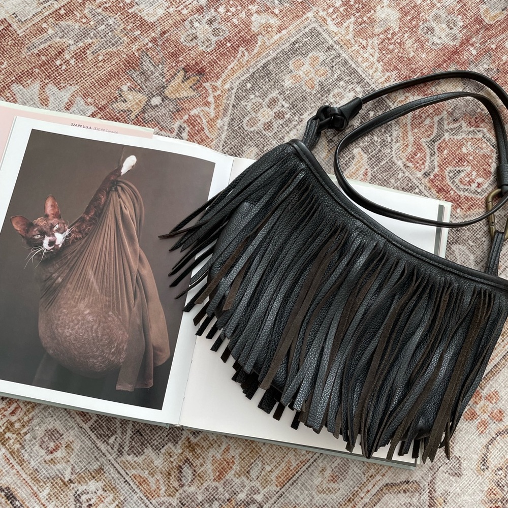 Leather tassel crossbody bag